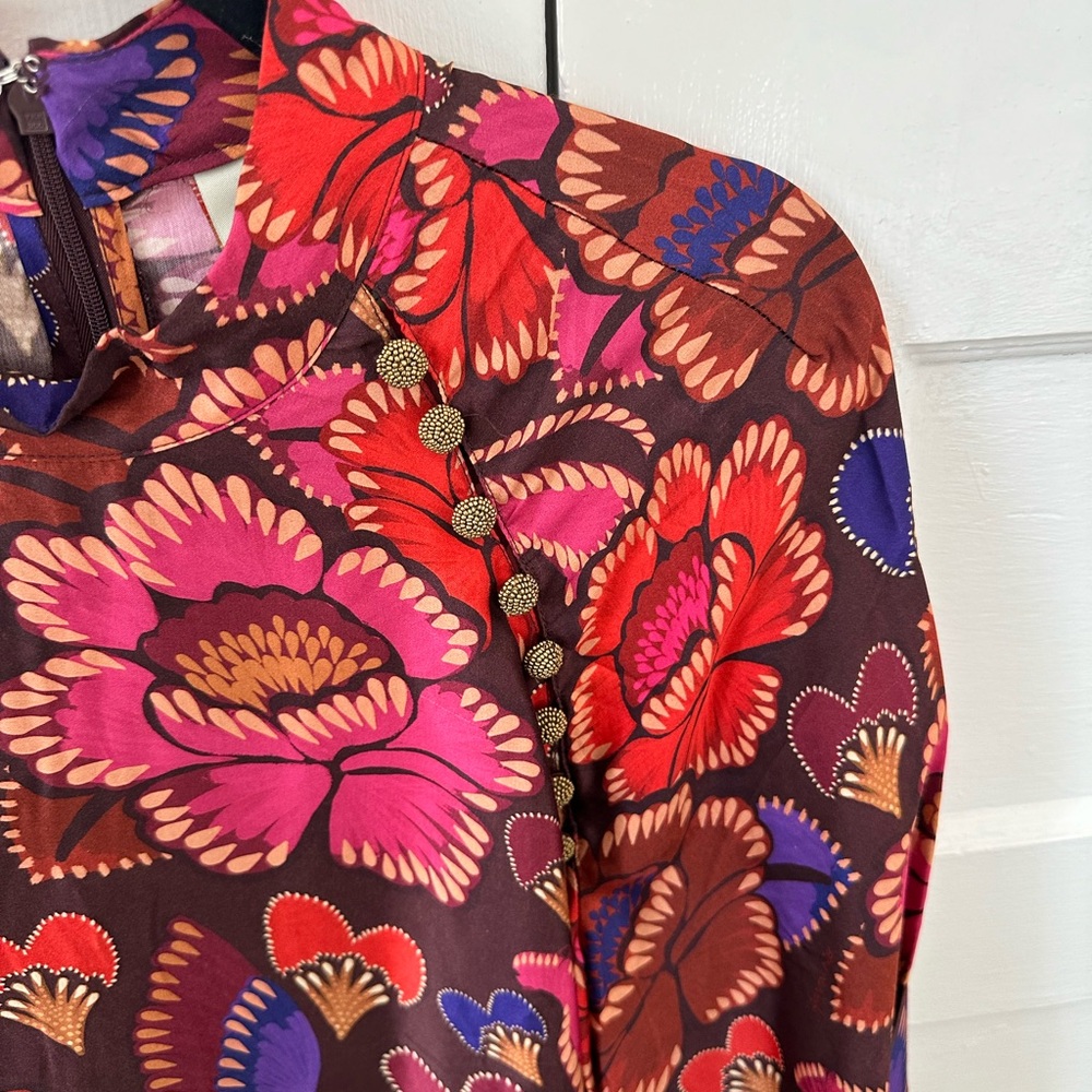FARM Rio Bright Flora Colorful Long Sleeve
Satin Mini Dress Boho Size XL - Picture 9 of 12